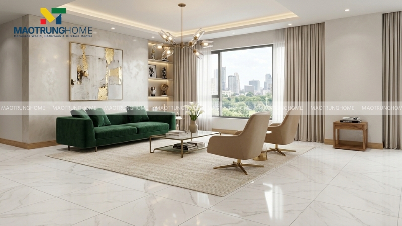 Nên chọn vân đá vừa phải để mặt sàn nhìn tự nhiên hơn