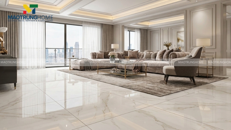 Hợp với gạch ceramic khổ lớn cho phòng khách
